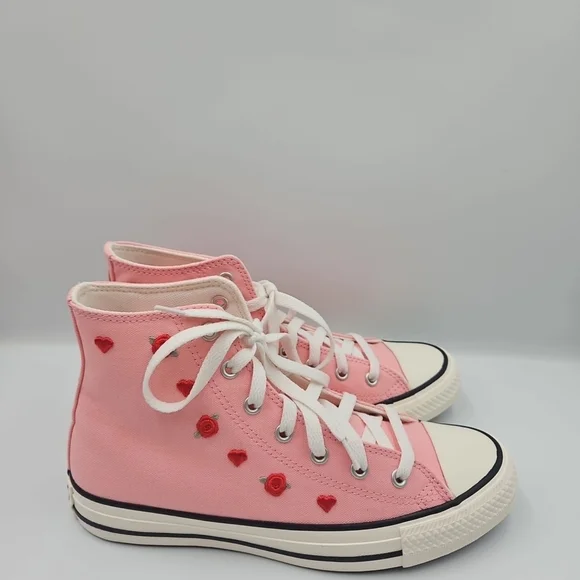 Converse Pink High-Tops with Red Heart Details - Picture 4 of 9